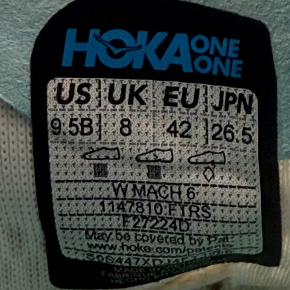 Hoka One One Mach 6 1147810 FTRS Women's Size 9.5B White Running Shoes Sneakers‎